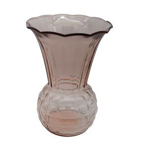 Vase Royal Pink Glass Anchor Hocking Flared 8.5 Inches Tall Pineapple